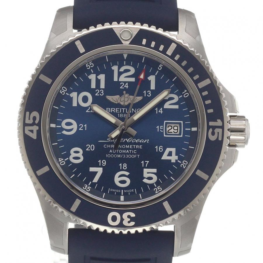 Breitling Superocean II 44mm Blue Dial Blue Rubber Strap Watch for Men - A17392D8/C910/158S/A20SS.1 Watches Breitling   