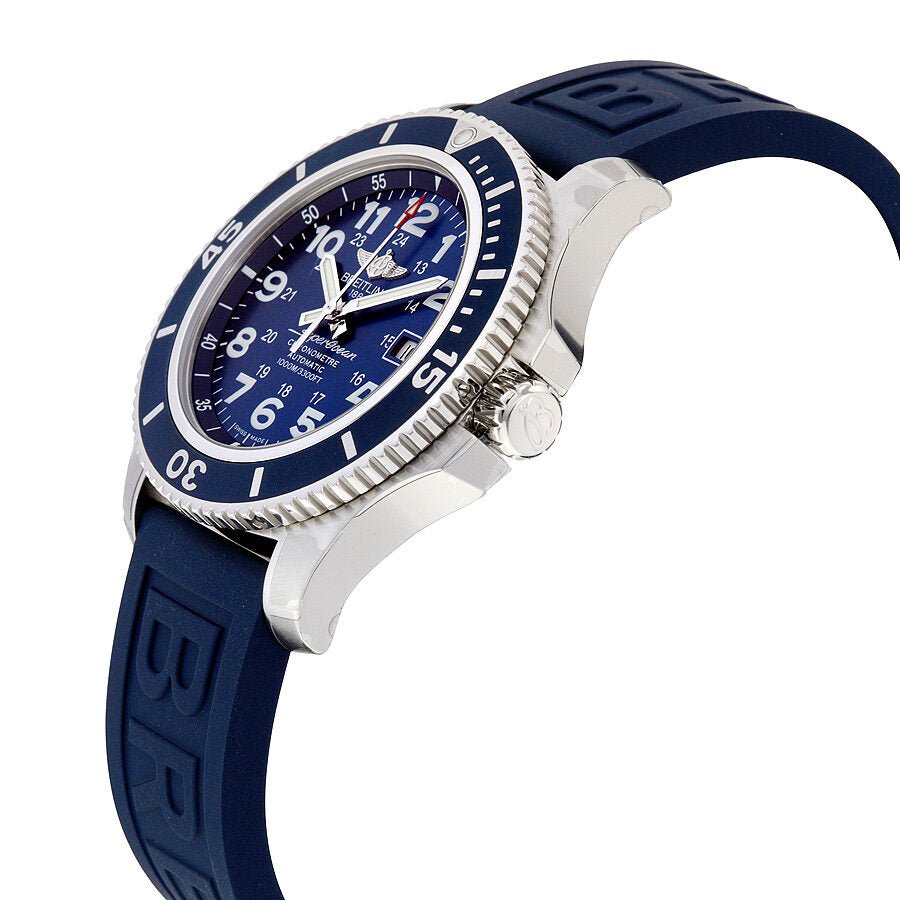 Breitling Superocean II 44mm Blue Dial Blue Rubber Strap Watch for Men - A17392D8/C910/158S/A20SS.1 Watches Breitling   