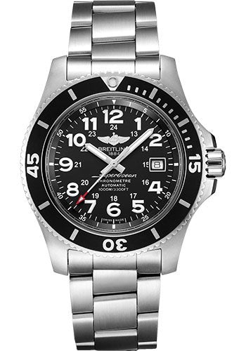 Breitling Superocean II 44mm Black Dial Black Steel Strap Watch for Men - A17392D71B1A1 Watches Breitling   