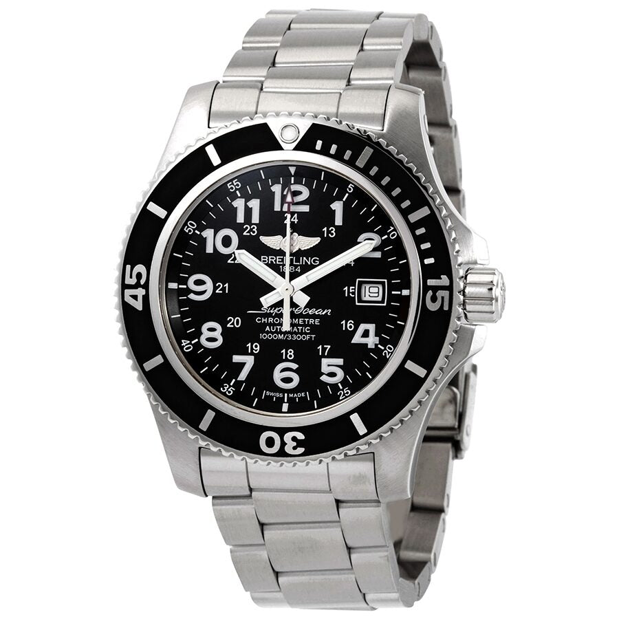 Breitling Superocean II 44mm Black Dial Black Steel Strap Watch for Men - A17392D71B1A1 Watches Breitling   