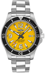 Breitling Superocean Automatic 44mm Yellow Dial Silver Steel Strap Watch for Men - A17375211/1A1 Watches Breitling   