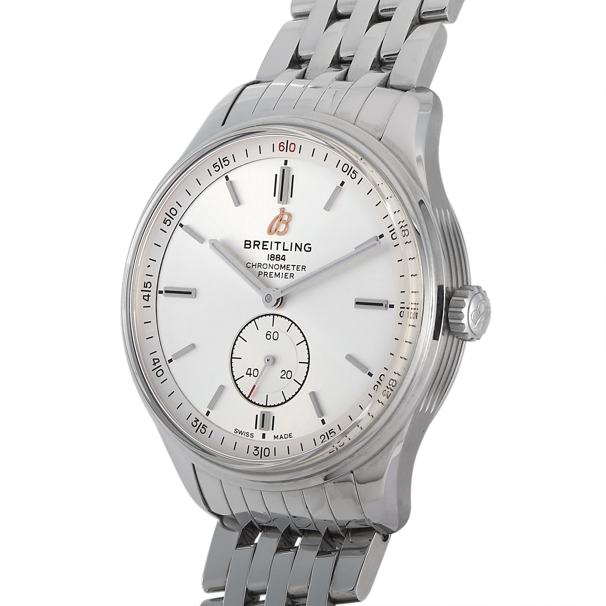 Breitling Premier Automatic 40mm Stainless Steel Silver Dial Mens Watch - A37340351G1A1 Watches Breitling   