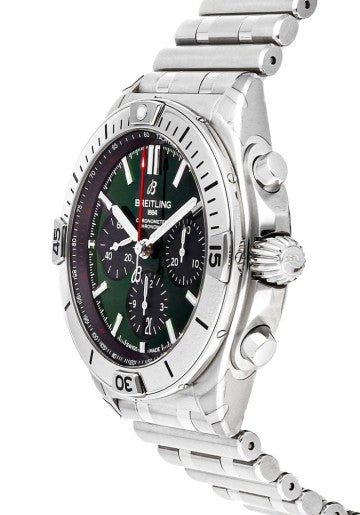 Breitling Chronomat B01 42mm Green Dial Silver Steel Strap Watch for Men - AB01343A1L1A1 Watches Breitling   