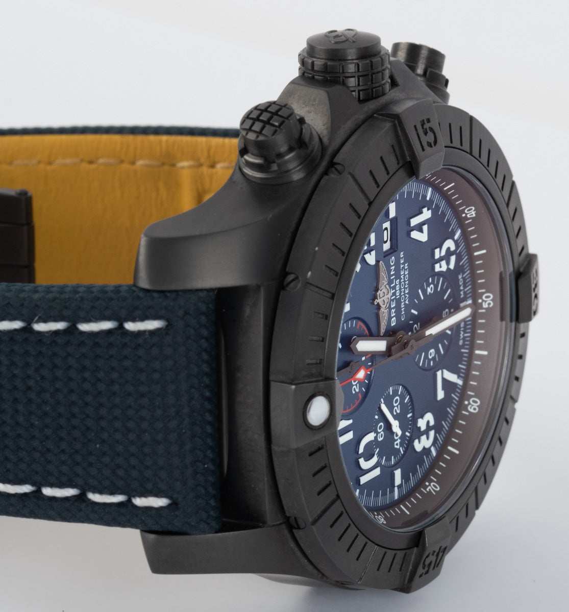 Breitling Super Avenger Chronograph 48 Night Mission Blue Dial Blue Leather Strap Watch for Men - V13375101C1X2 Watches Breitling   