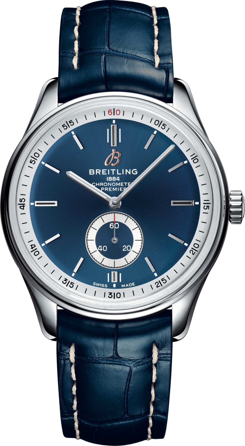 Breitling Premier Automatic 40mm Blue Dial Blue Leather Strap Mens Watch - A37340351C1P2 Watches Breitling   