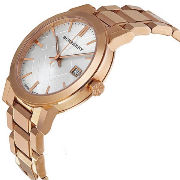 Burberry The City White Dial Rose Gold Stainless Steel Strap Watch for Women - BU9004 Watches Burberry   