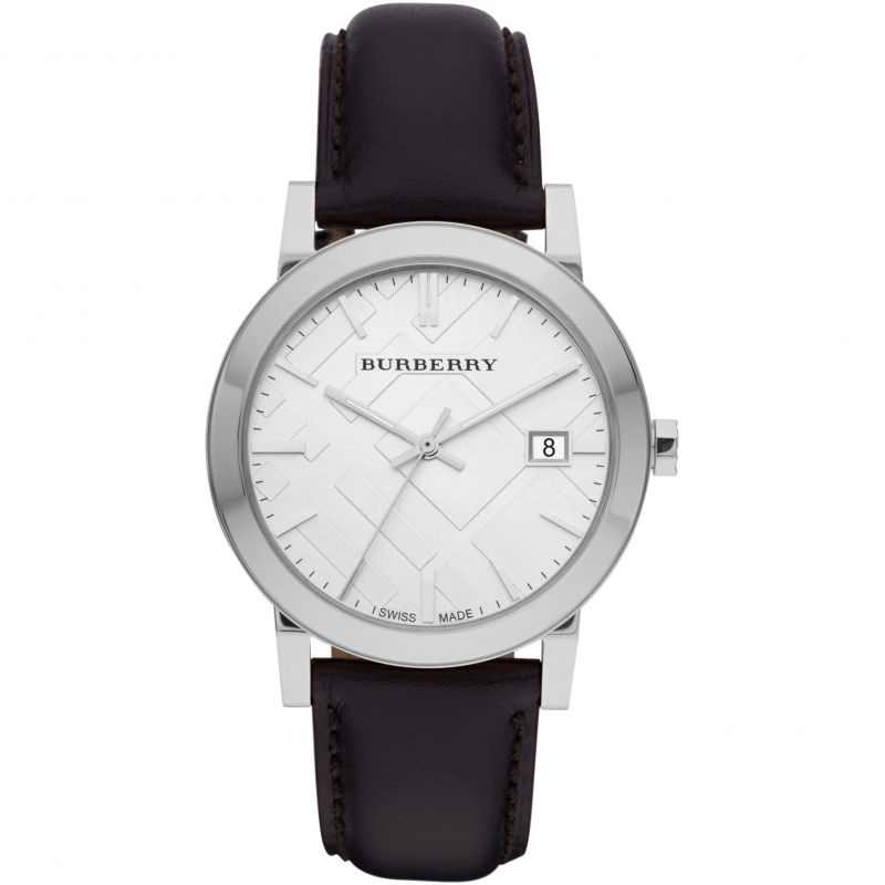 Burberry The City White Dial Black Leather Strap Watch for Men - BU9008 Watches Burberry   