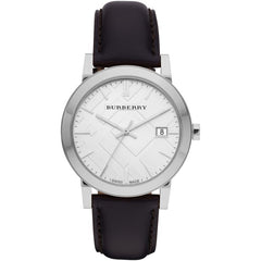 Burberry The City White Dial Black Leather Strap Watch for Men - BU9008 Watches Burberry   