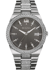 Bulova Crystal Collection Brown Dial Silver Steel Strap Watch for Men - 96B221 Watches Bulova   