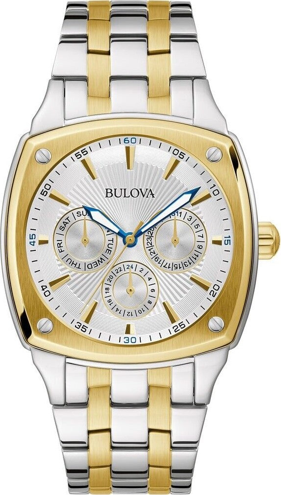 Bulova Classic Multi Function Silver Dial Two Tone Steel Strap Watch for Men - 98C142 Watches Bulova   