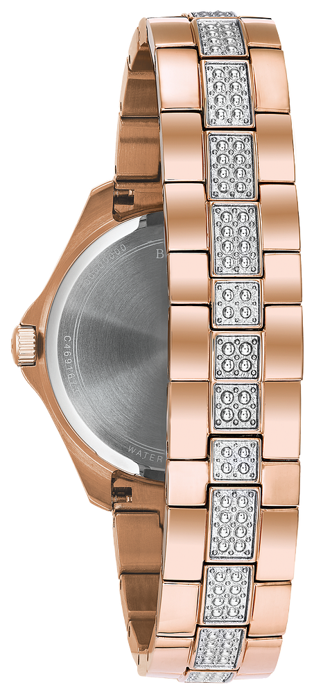 Bulova Crystal Collection Silver Dial Rose Gold Steel Strap Watch for Women - 98L229 Watches Bulova   