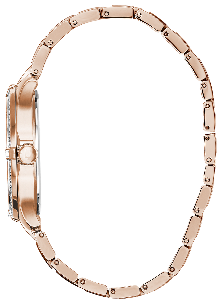 Bulova Crystal Collection Silver Dial Rose Gold Steel Strap Watch for Women - 98L229 Watches Bulova   