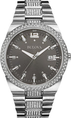 Bulova Crystal Collection Brown Dial Silver Steel Strap Watch for Men - 96B221 Watches Bulova   