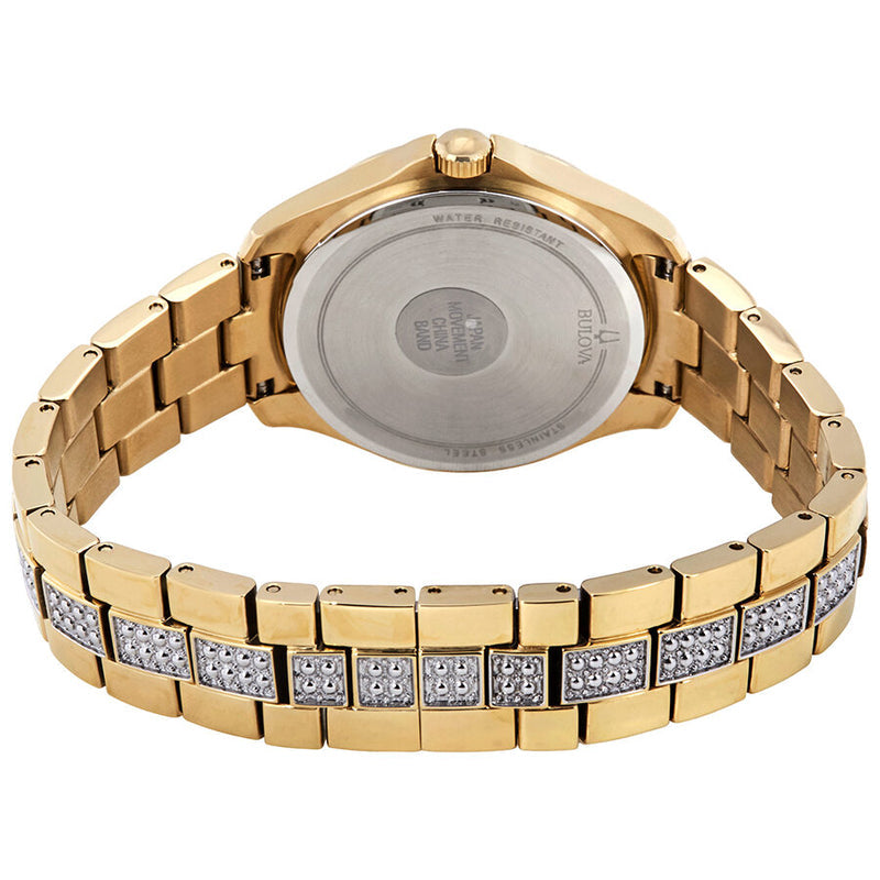 Bulova Crystal Collection Silver Crystal Dial Gold Steel Strap Watch for Women - 98L228 Watches Bulova   