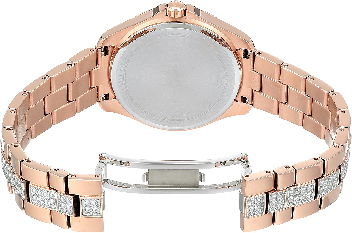 Bulova Crystal Collection Silver Dial Rose Gold Steel Strap Watch for Women - 98L229 Watches Bulova   