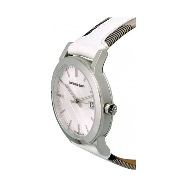 Burberry The City Silver Dial White Leather Strap Watch for Women - BU9019 Watches Burberry   