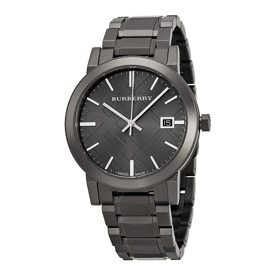 Burberry The City Gunmetal Dial Stainless Steel Strap Watch for Men - BU9007 Watches Burberry   
