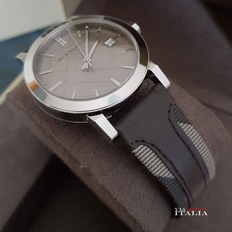 Burberry The City Grey Dial Leather Strap Watch for Men - BU9020 Watches Burberry   
