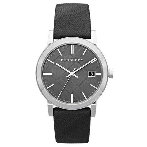 Burberry Heritage Grey Dial Black Leather Strap Watch for Men - BU9024 Watches Burberry   