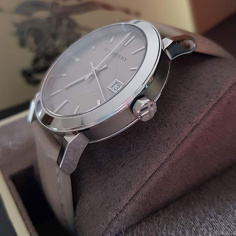 Burberry The City Silver Dial Beige Leather Strap Unisex Watch - BU9010 Watches Burberry   