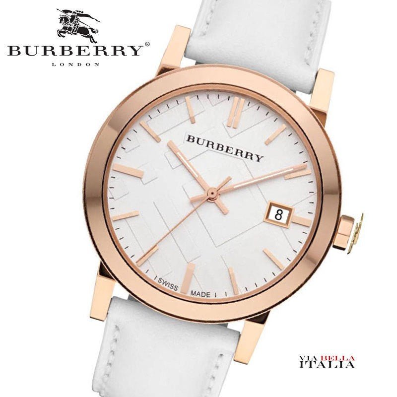 Burberry The City White Dial White Leather Strap Watch for Women - BU9012 Watches Burberry   