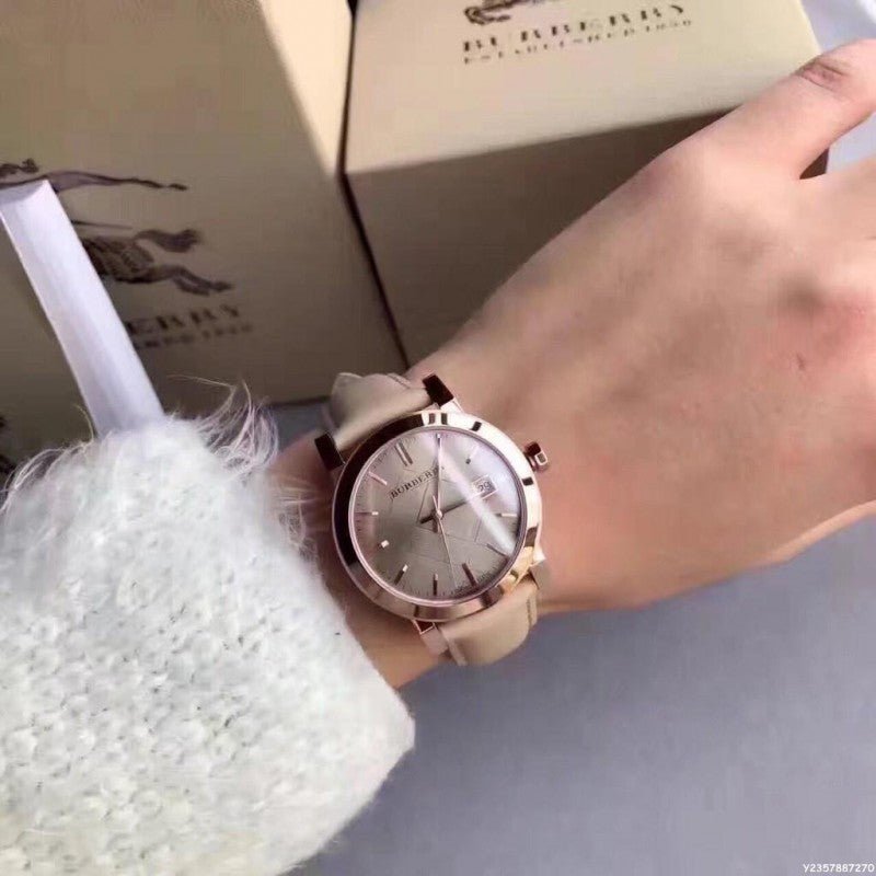 Burberry The City Beige Tan Dial Tan Leather Strap Watch for Women - BU9014 Watches Burberry   