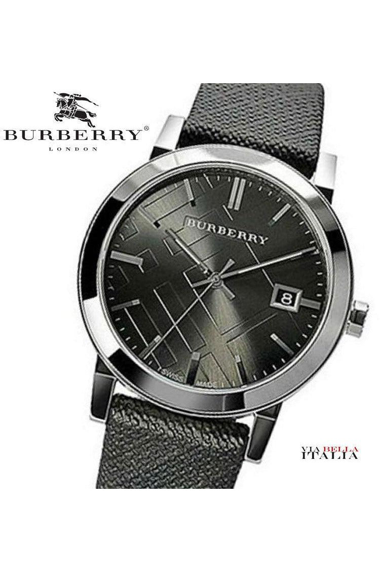 Burberry Heritage Grey Dial Black Leather Strap Watch for Men - BU9024 Watches Burberry   