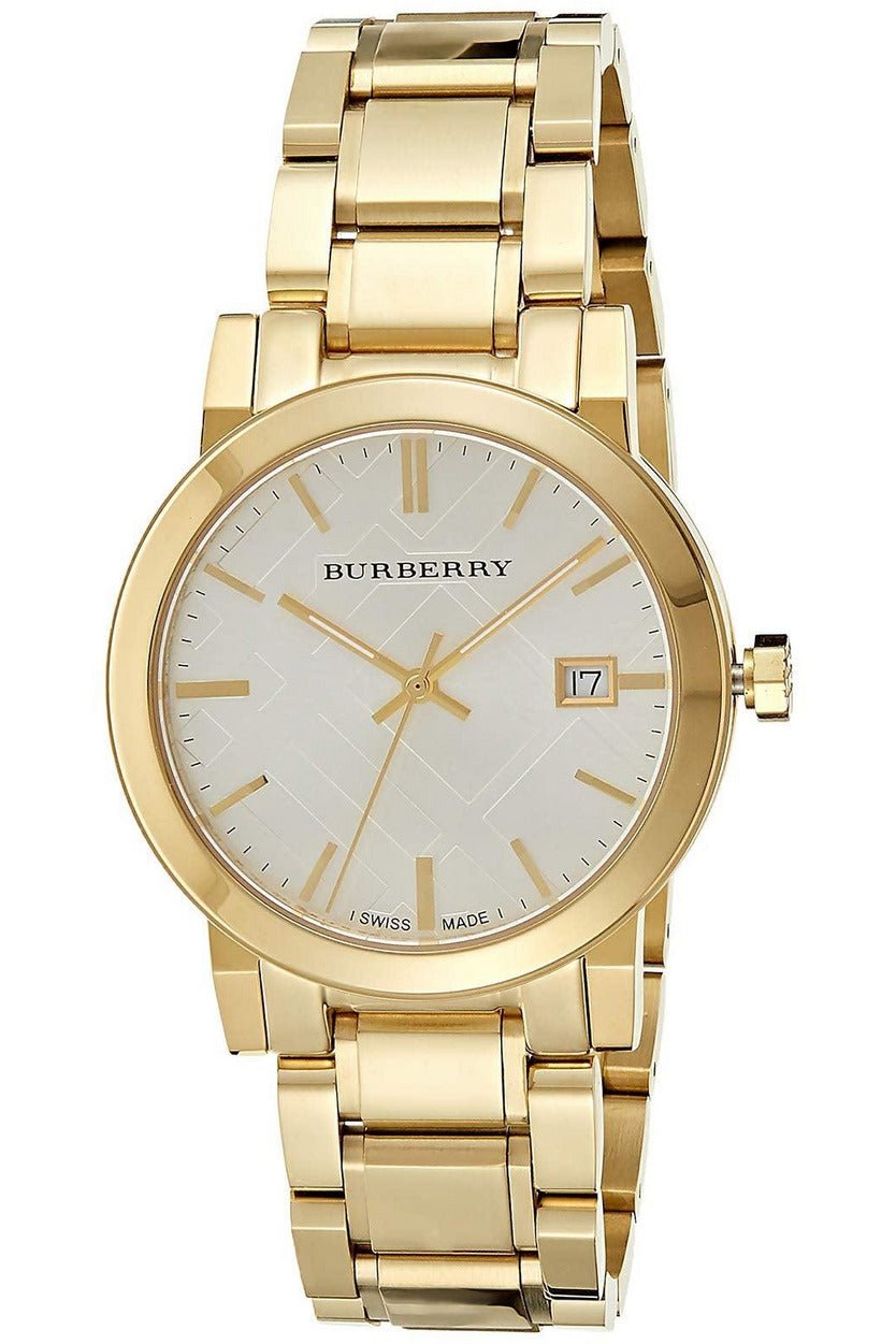 Burberry The City Silver Dial Gold Stainless Steel Strap Unisex Watch - BU9003 Watches Burberry   