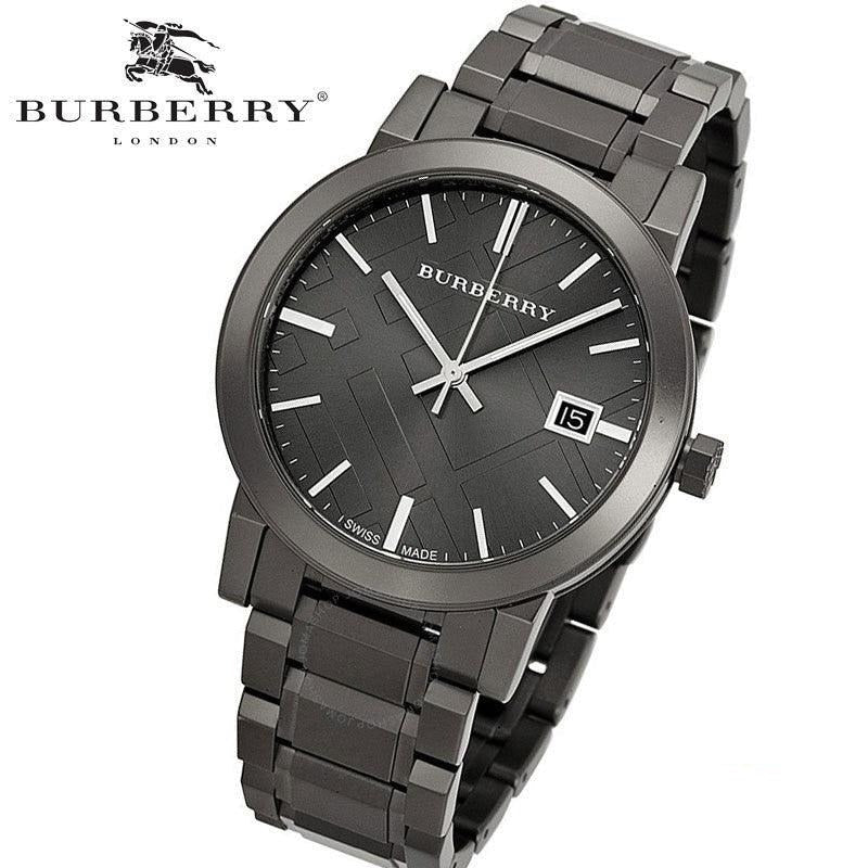Burberry The City Gunmetal Dial Stainless Steel Strap Watch for Men - BU9007 Watches Burberry   