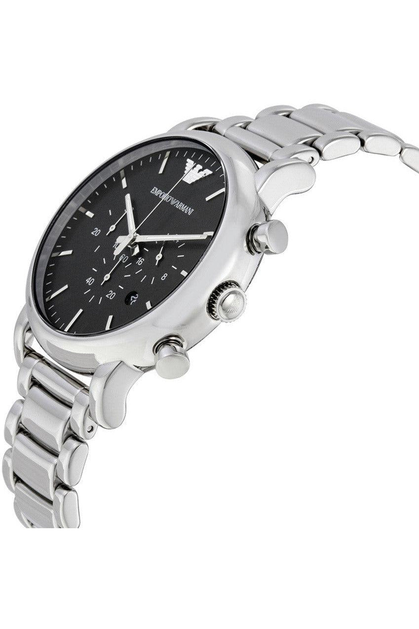 Emporio Armani Luigi Black Dial Silver Stainless Steel Watch For Men - AR1894 Watches Emporio Armani   