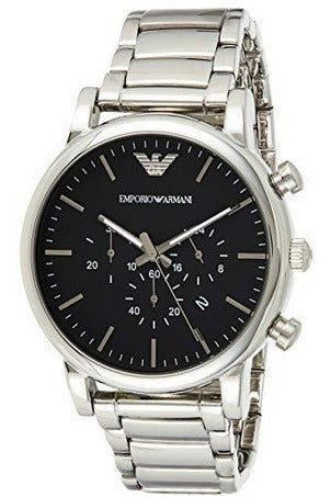 Emporio Armani Luigi Black Dial Silver Stainless Steel Watch For Men - AR1894 Watches Emporio Armani   