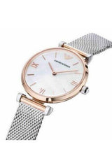 Emporio Armani Retro Mother of Pearl Dial Silver Mesh Bracelet Watch For Women - AR2067 Watches Emporio Armani   