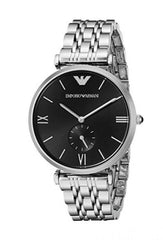 Emporio Armani Retro Black Dial Stainless Steel Watch For Men - AR1676 Watches Emporio Armani   