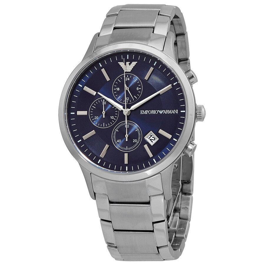 Emporio Armani Renato Chronograph Blue Dial Stainless Steel Strap Watch For Men - AR11164 Watches Emporio Armani   