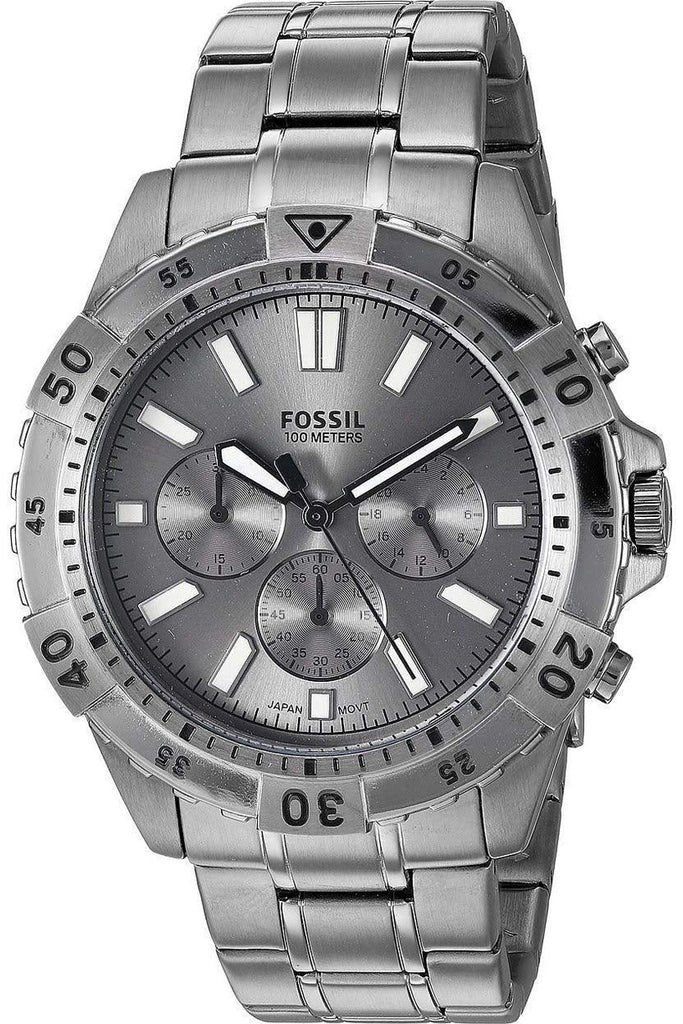 Fossil Garrett Chronograph Grey Dial Grey Steel Strap Watch for Men - FS5621 Watches Fossil   