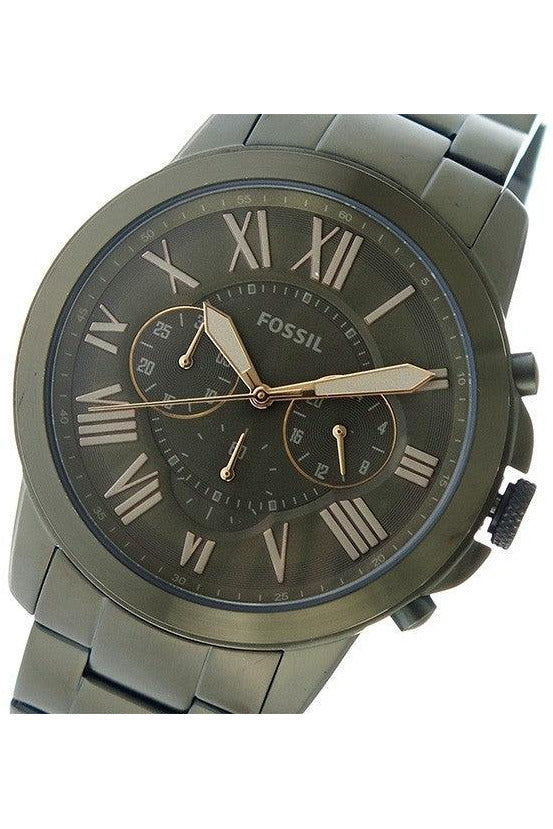 Fossil Grant Chronograph Olive Green Dial Green Steel Strap Watch for Men - FS5375 Watches Fossil   