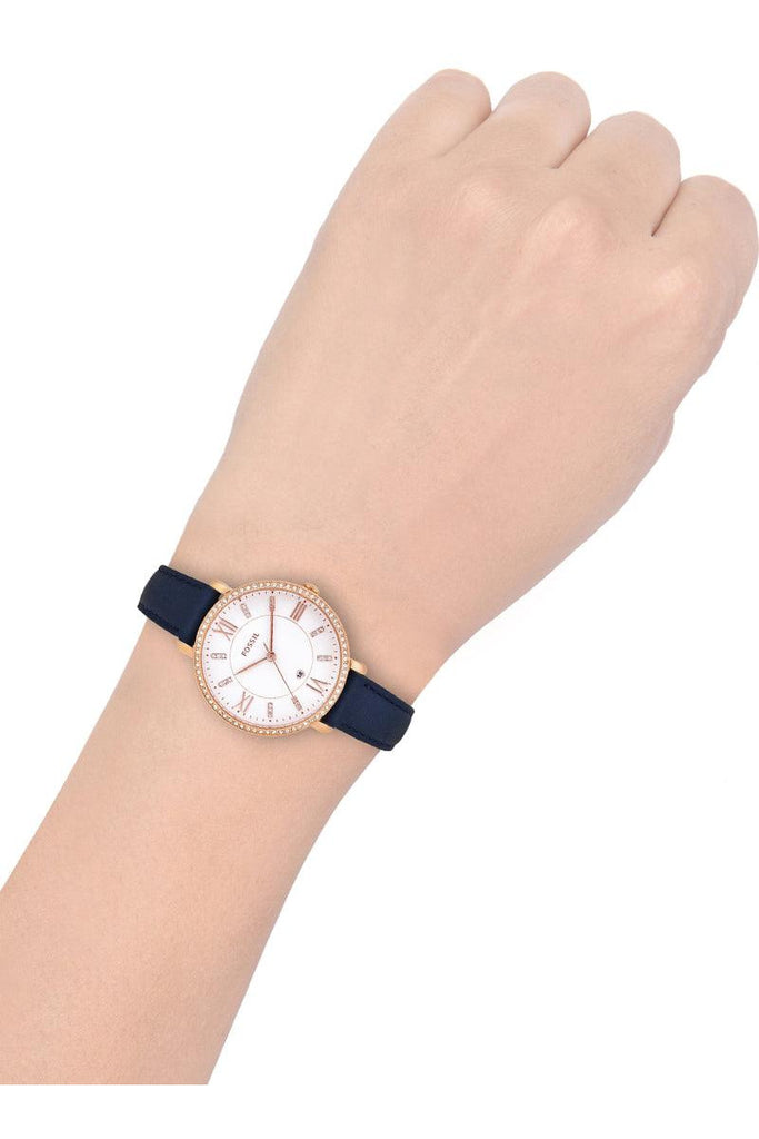 Fossil Jacqueline White Dial Blue Leather Strap Watch for Women - ES4291 Watches Fossil   