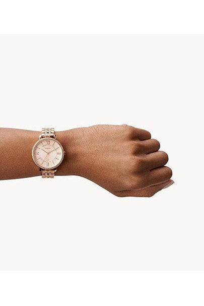 Fossil Jacqueline Day Date Rose Gold Dial Rose Gold Steel Strap Watch for Women - ES3665 Watches Fossil   