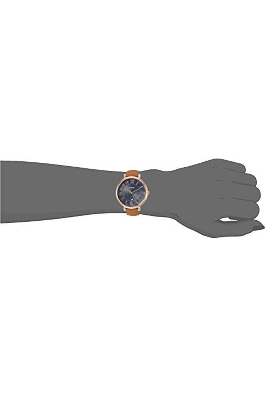 Fossil Jacqueline Three Hand Date Luggage Blue Dial Brown Leather Strap Watch for Women - ES4274 Watches Fossil   