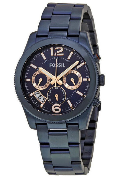 Fossil Perfect Boyfriend Multifunction Blue Dial Blue Steel Strap Watch for Women - ES4093 Watches Fossil   