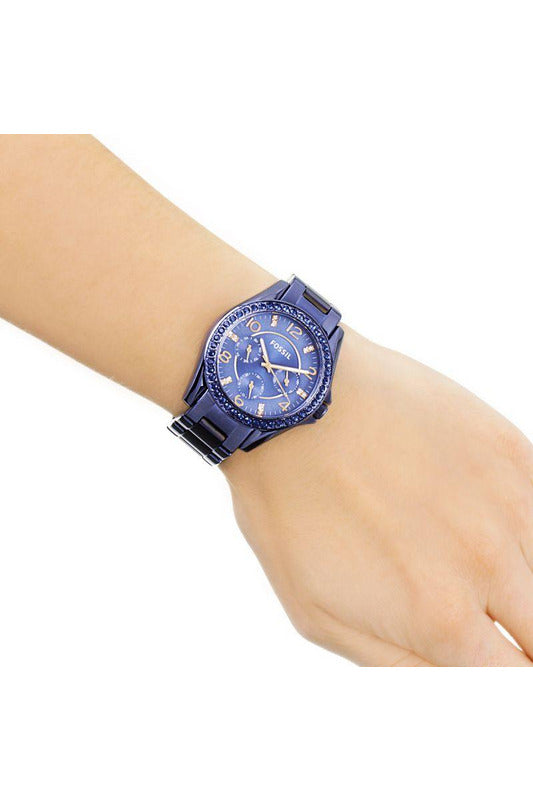 Fossil Riley Quartz Blue Dial Blue Steel Strap Watch for Women - ES4294 Watches Fossil   