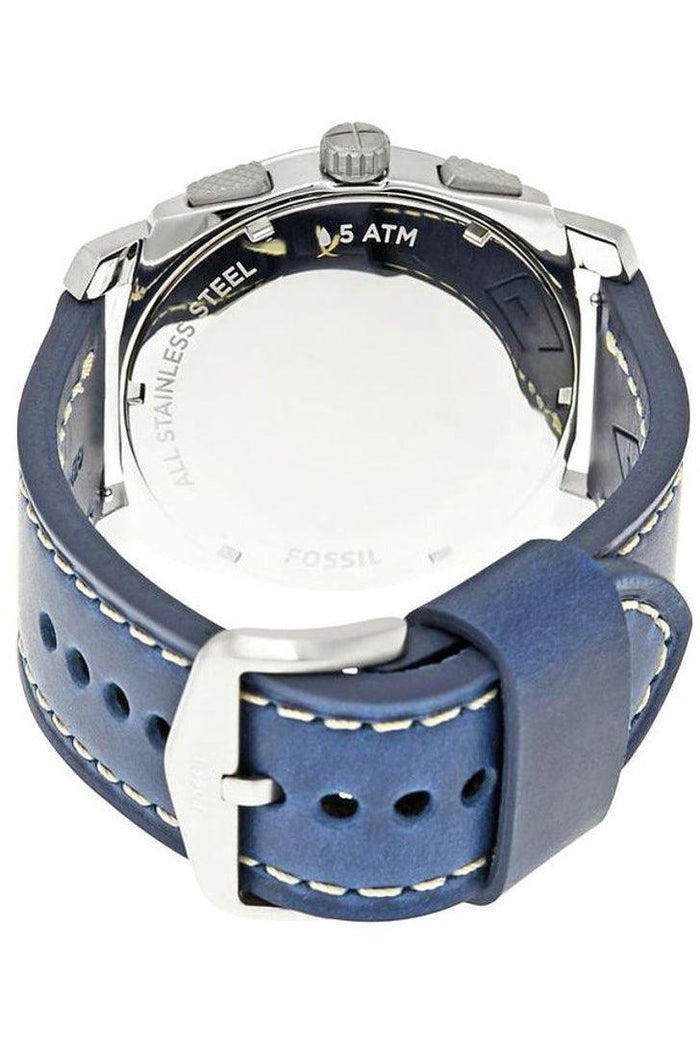 Fossil Machine Chronograph Blue Dial Blue Leather Strap Watch for Men - FS5262 Watches Fossil   