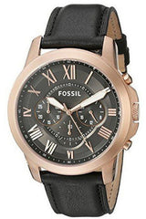 Fossil Grant Chronograph Black Dial Black Leather Strap Watch for Men - FS5085 Watches Fossil   