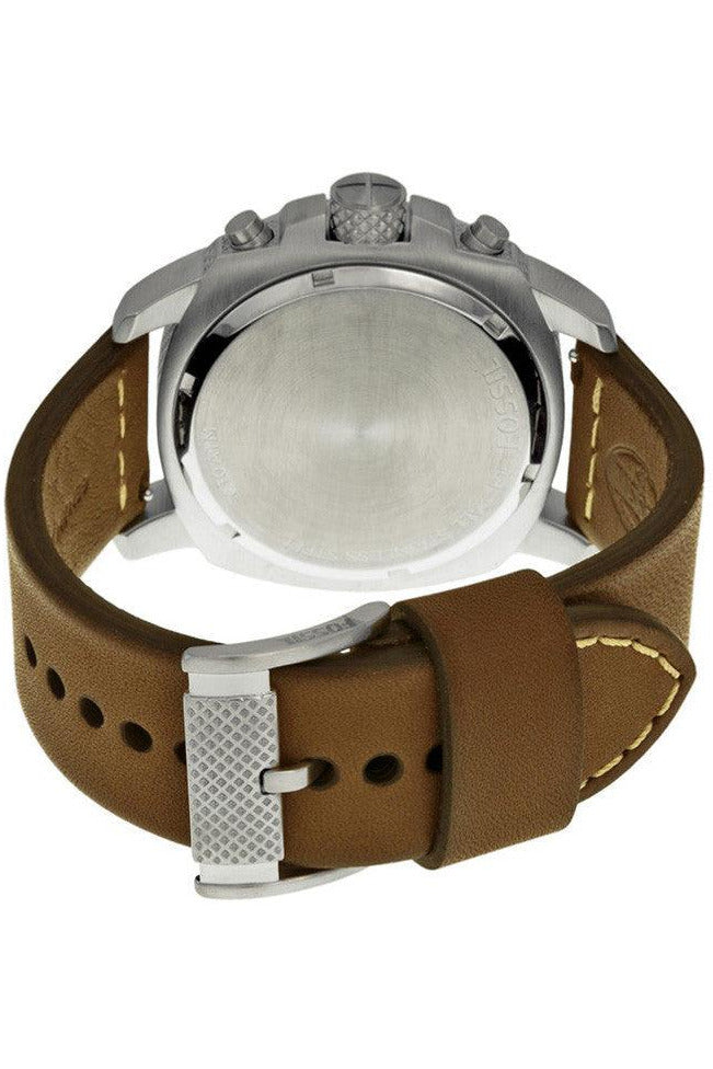 Fossil Modern Machine White Dial Brown Leather Strap Watch for Men - FS4929 Watches Fossil   