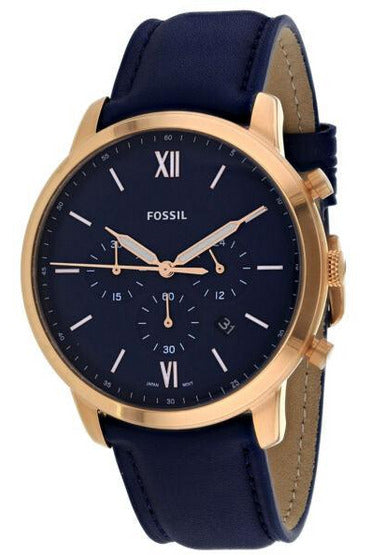 Fossil Neutra Chronograph Blue Dial Blue Leather Strap Watch for Men - FS5454 Watches Fossil   