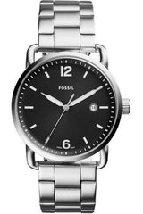 Fossil The Commuter Black Dial Silver Steel Strap Watch for Men - FS5391 Watches Fossil   