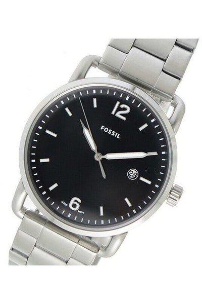 Fossil The Commuter Black Dial Silver Steel Strap Watch for Men - FS5391 Watches Fossil   