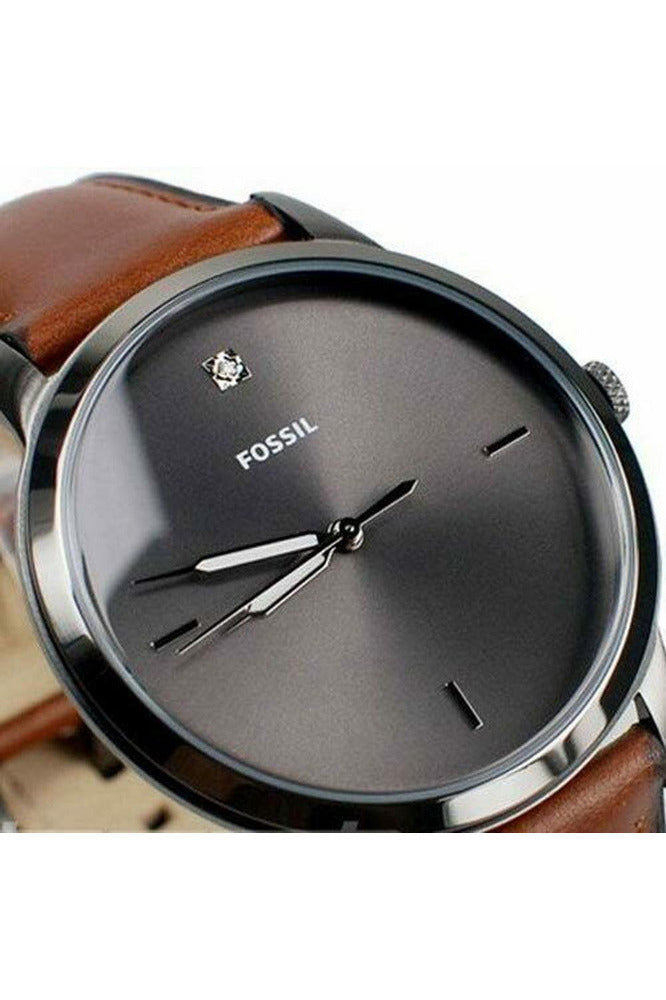 Fossil The Minimalist 3H Grey Dial Brown Leather Strap Watch for Men - FS5479 Watches Fossil   