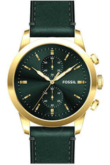 Fossil Townsman Chronograph Green Dial Green Leather Strap Watch for Men - FS5599 Watches Fossil   