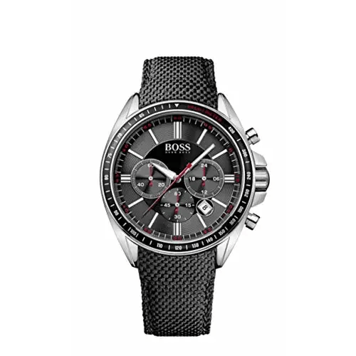 Hugo Boss Driver Black Dial Black Nylon Strap Watch for Men -1513087 Watches Hugo Boss   